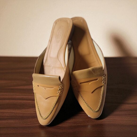 Tod's Tan Leather Mules for Women - Picture 1 of 10